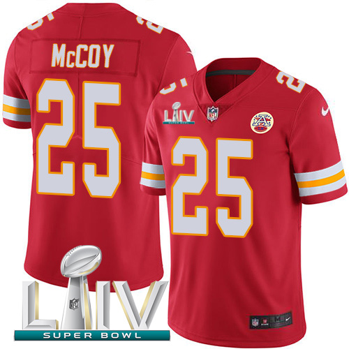 Kansas City Chiefs Nike #25 LeSean McCoy Red Super Bowl LIV 2020 Team Color Men Stitched NFL Vapor Untouchable Limited Jersey